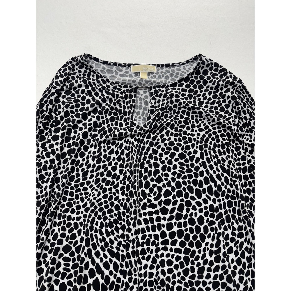 MICHAEL Michael Kors Black and White Printed Keyhole Blouse